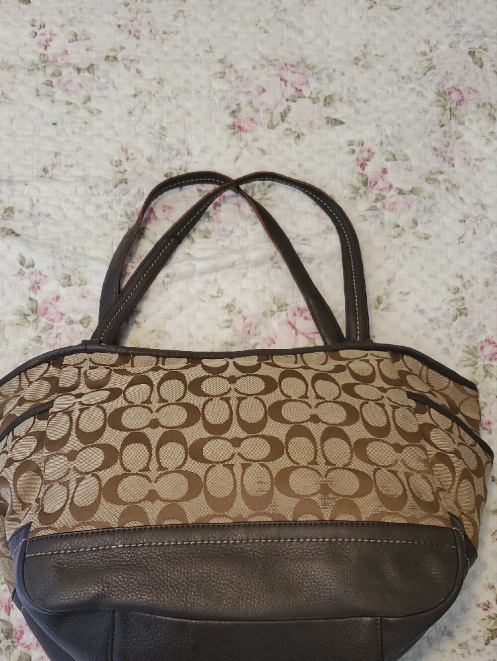 Coach Tan/Brown Signature Canvas Tote - Picture 3 of 4
